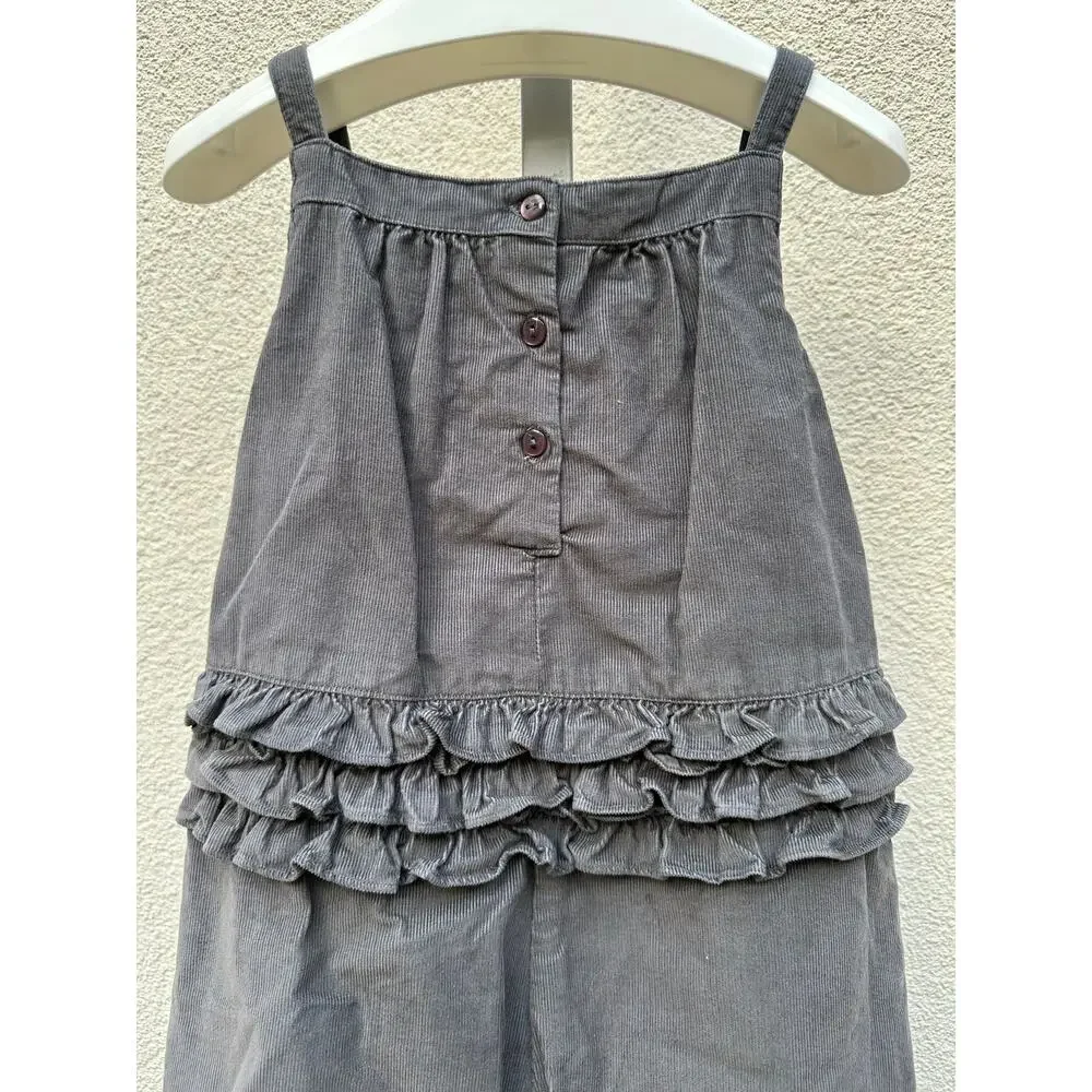 The Little White Company Corduroy Ruffled Jumpsuit, Baby Size 18-24mo, Gray